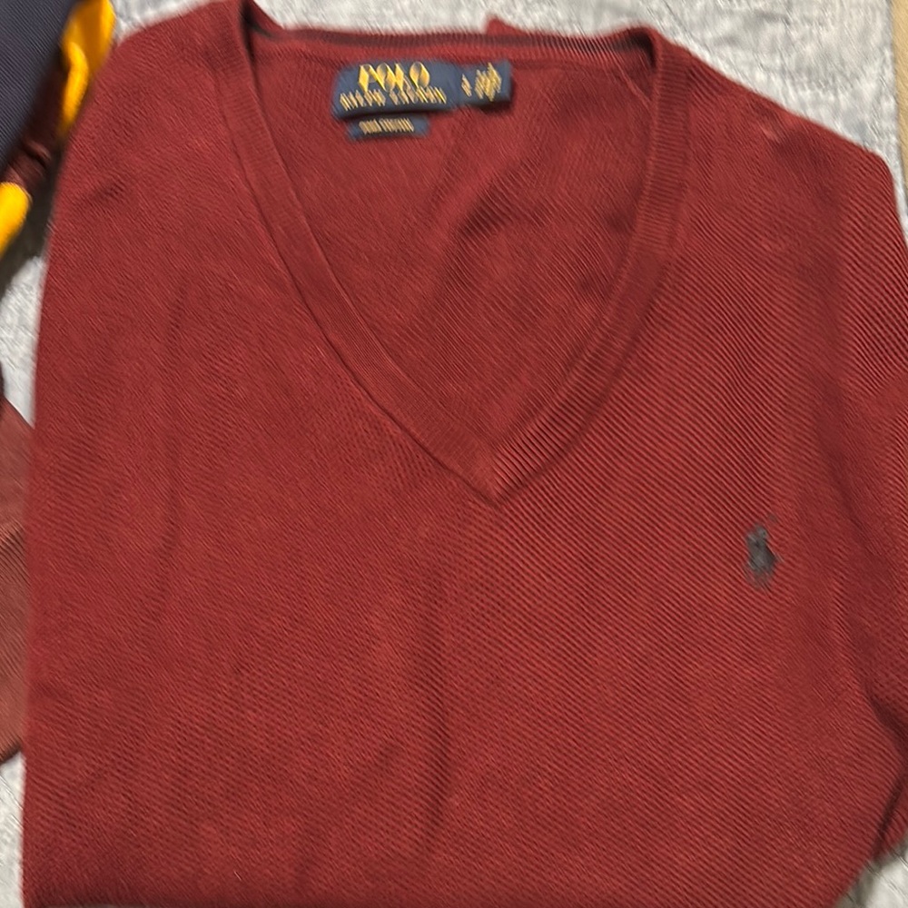 Polo by Ralph Lauren Men's Red V-Neck Sweater